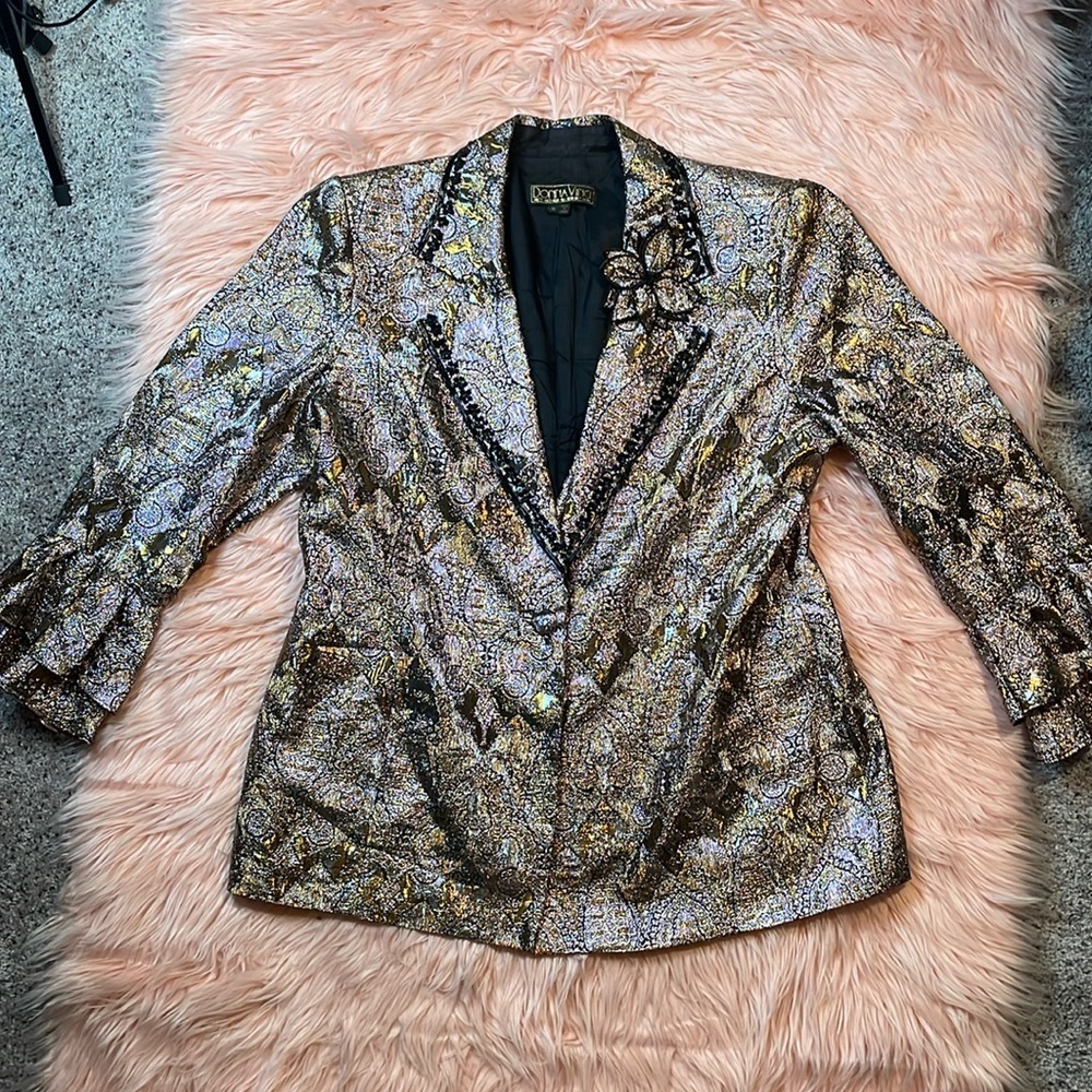 Donna Vina Couture Woman’s‎ Black Sparkle Glitter Blazer Size 18